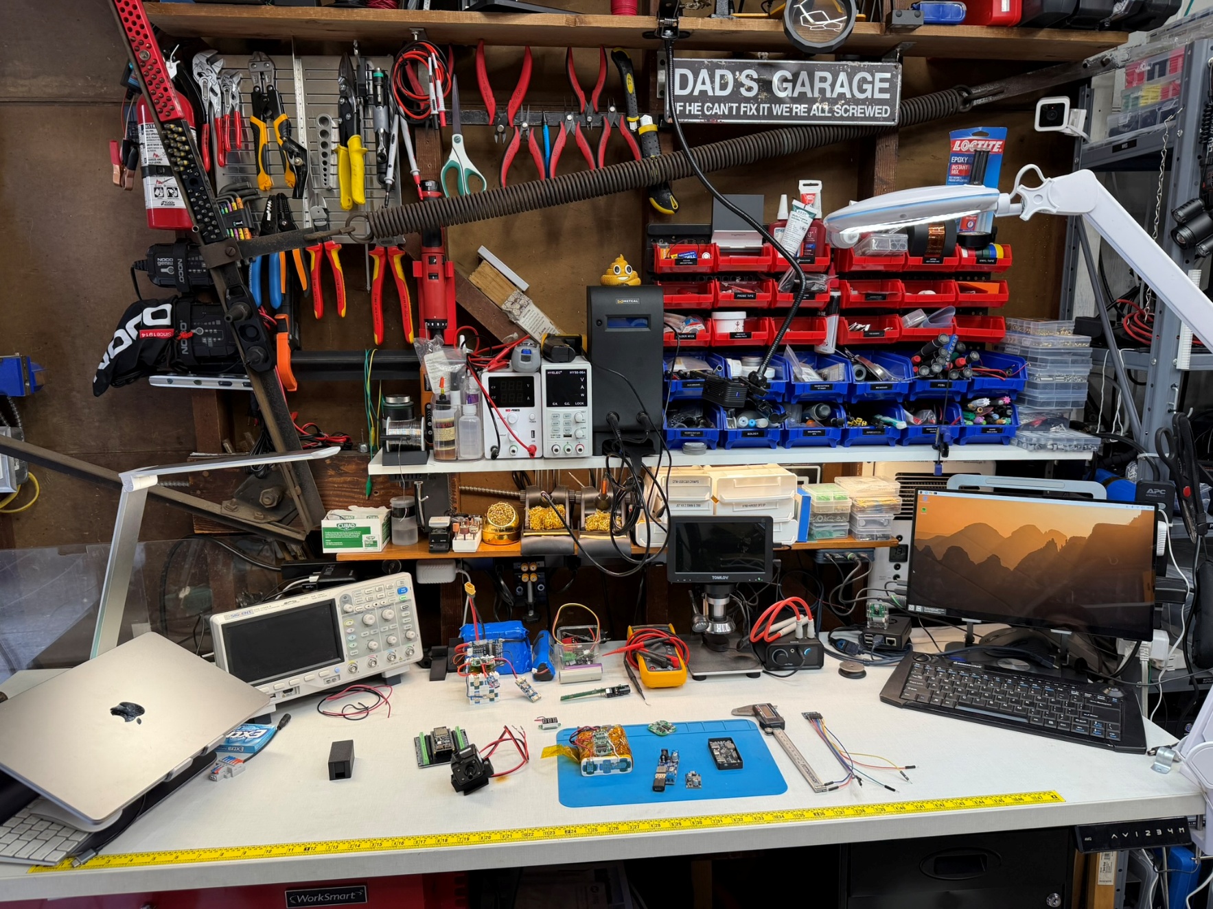 R&D Lab Bench: Organized build space for prototype hardware, debug tools, and validation work.